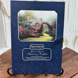 Thomas Kinkade Blue Stationery Portfolio with Cottage Scene